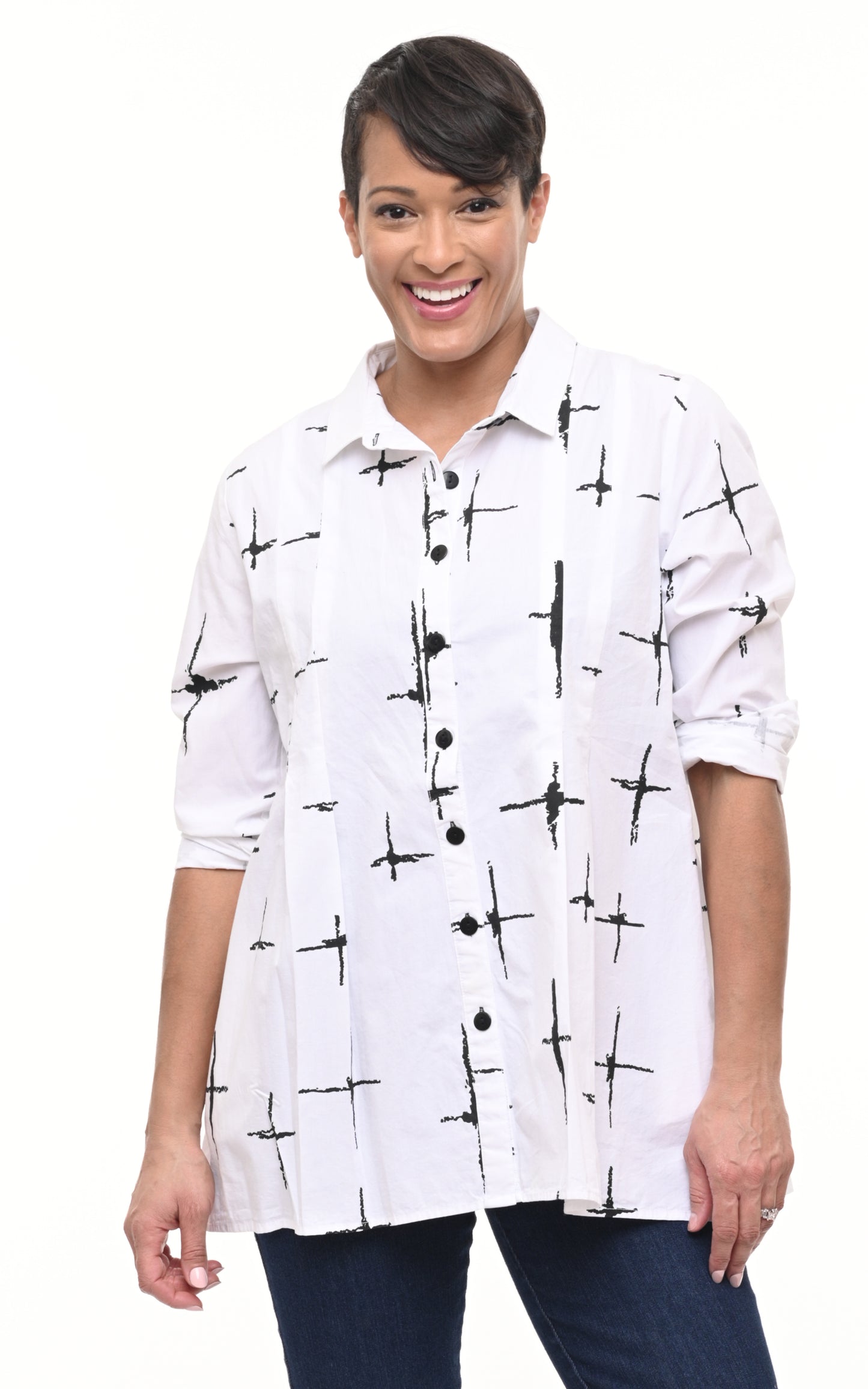 FINAL SALE SDC801 Blythe Button Down in White Galaxy*