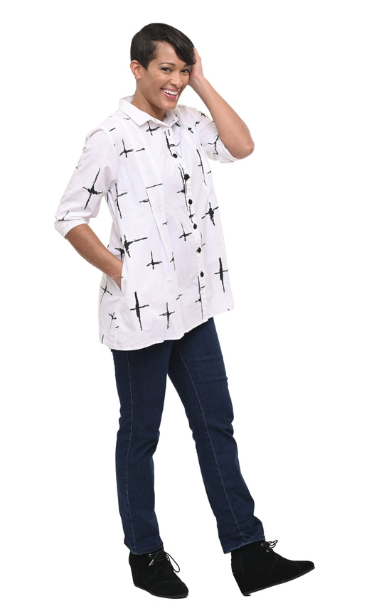 FINAL SALE SDC801 Blythe Button Down in White Galaxy*