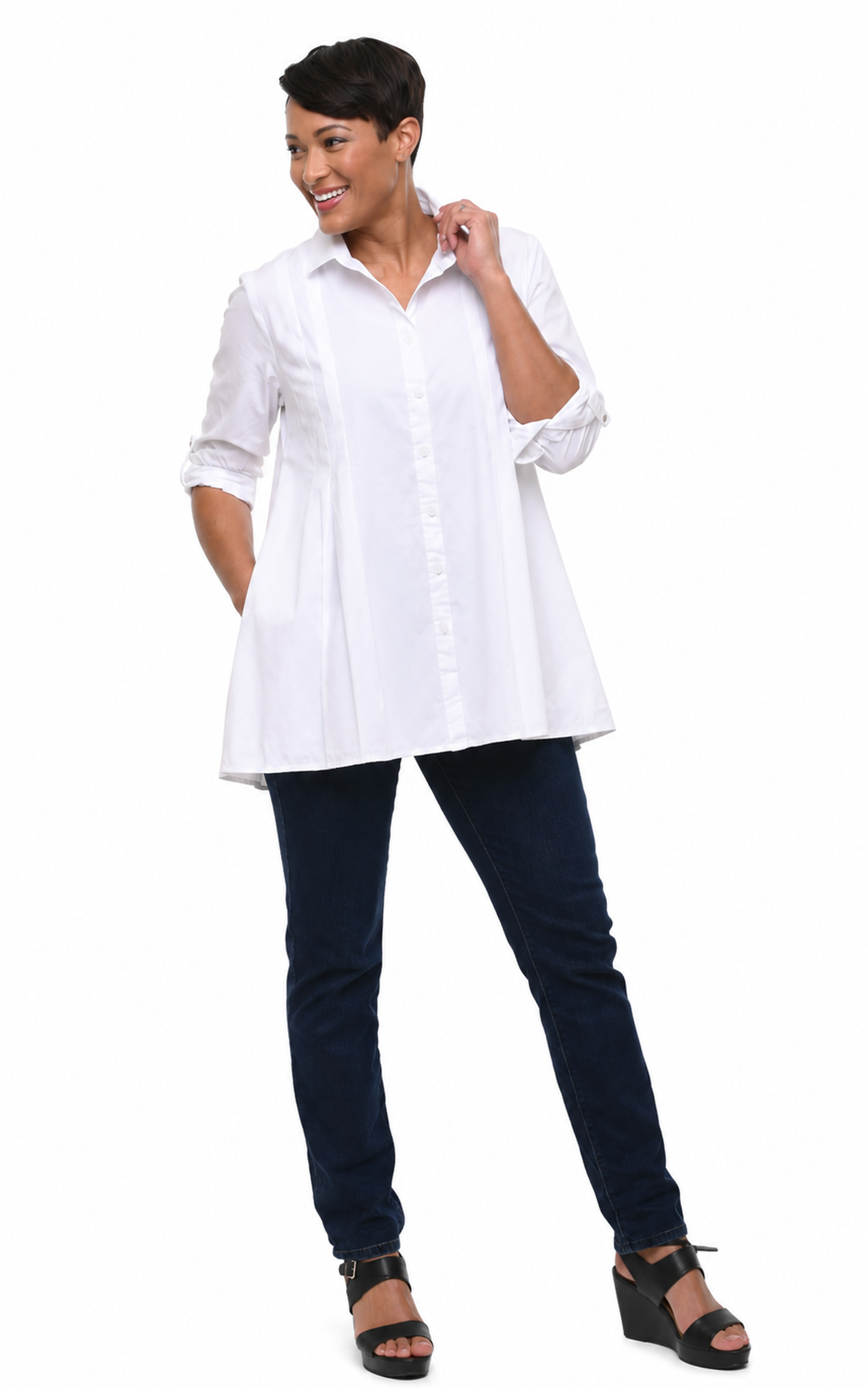 FINAL SALE SDC801 Blythe  Button Down in White*
