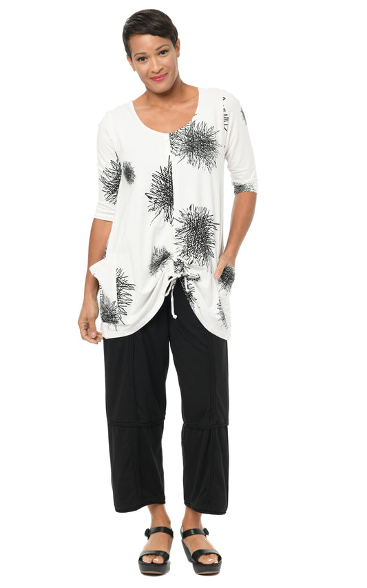FINAL SALE SDM430 Murray Tunic Top in Ivory Scribble*