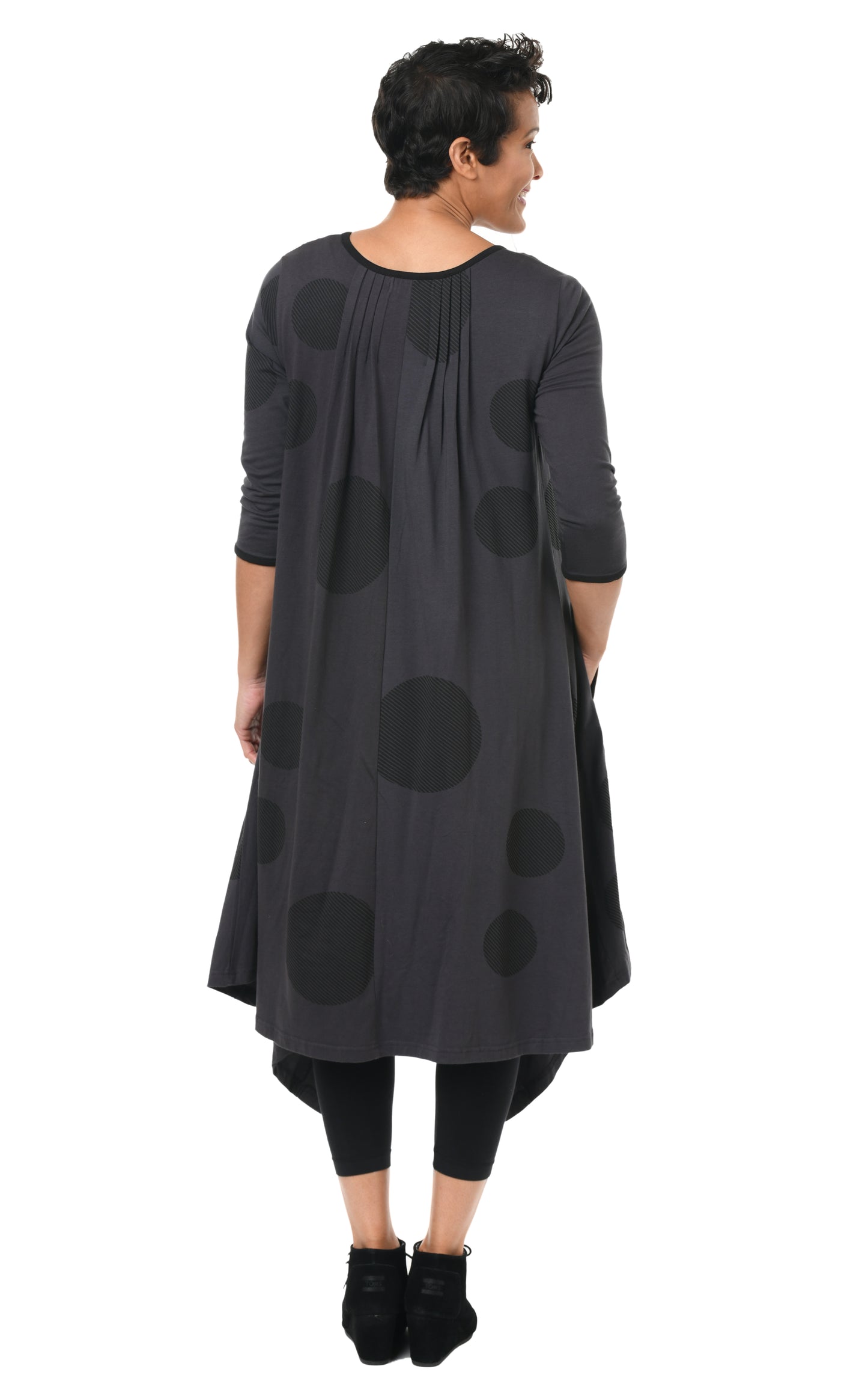 FINAL SALE SDM49 Lexi in Charcoal Striped Circles*