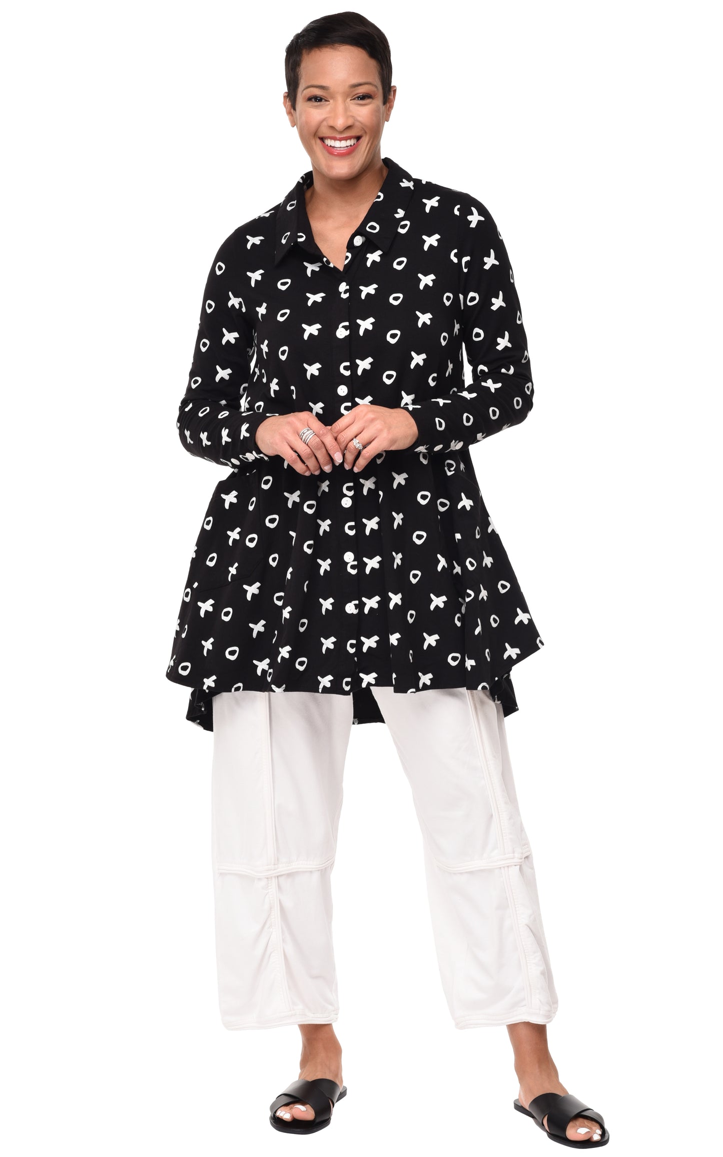 FINAL SALE SDM580 Lauryn Button Down in Black Mini XO*