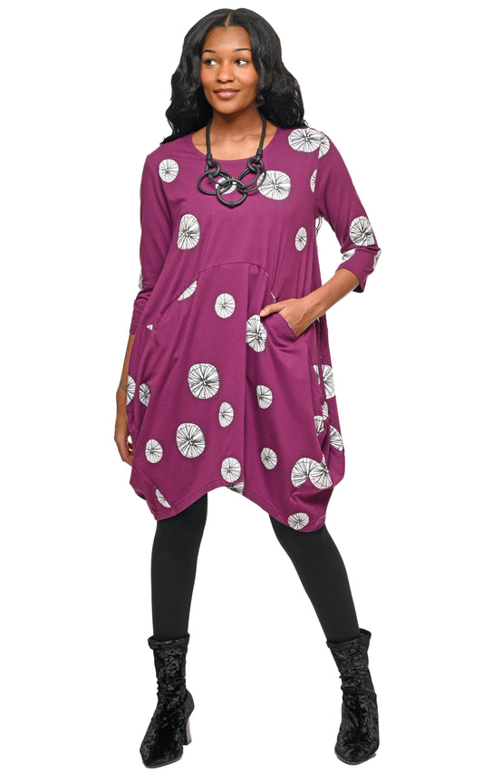 SDM642 Leighton Dress in Mulberry Pinwheels*