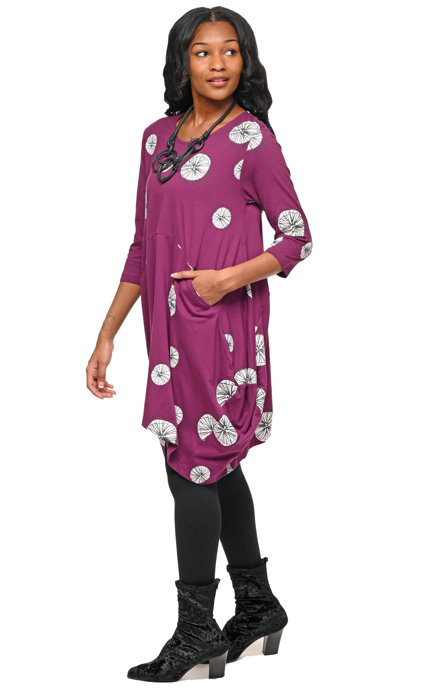 SDM642 Leighton Dress in Mulberry Pinwheels*