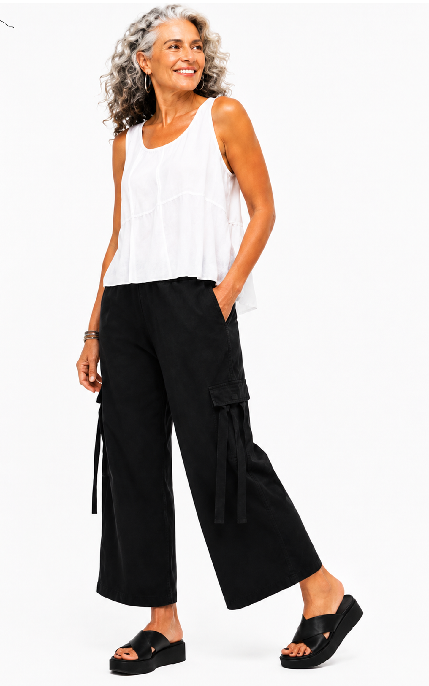 T1086 Colton Cargo Pant in Black Cotton Twill*