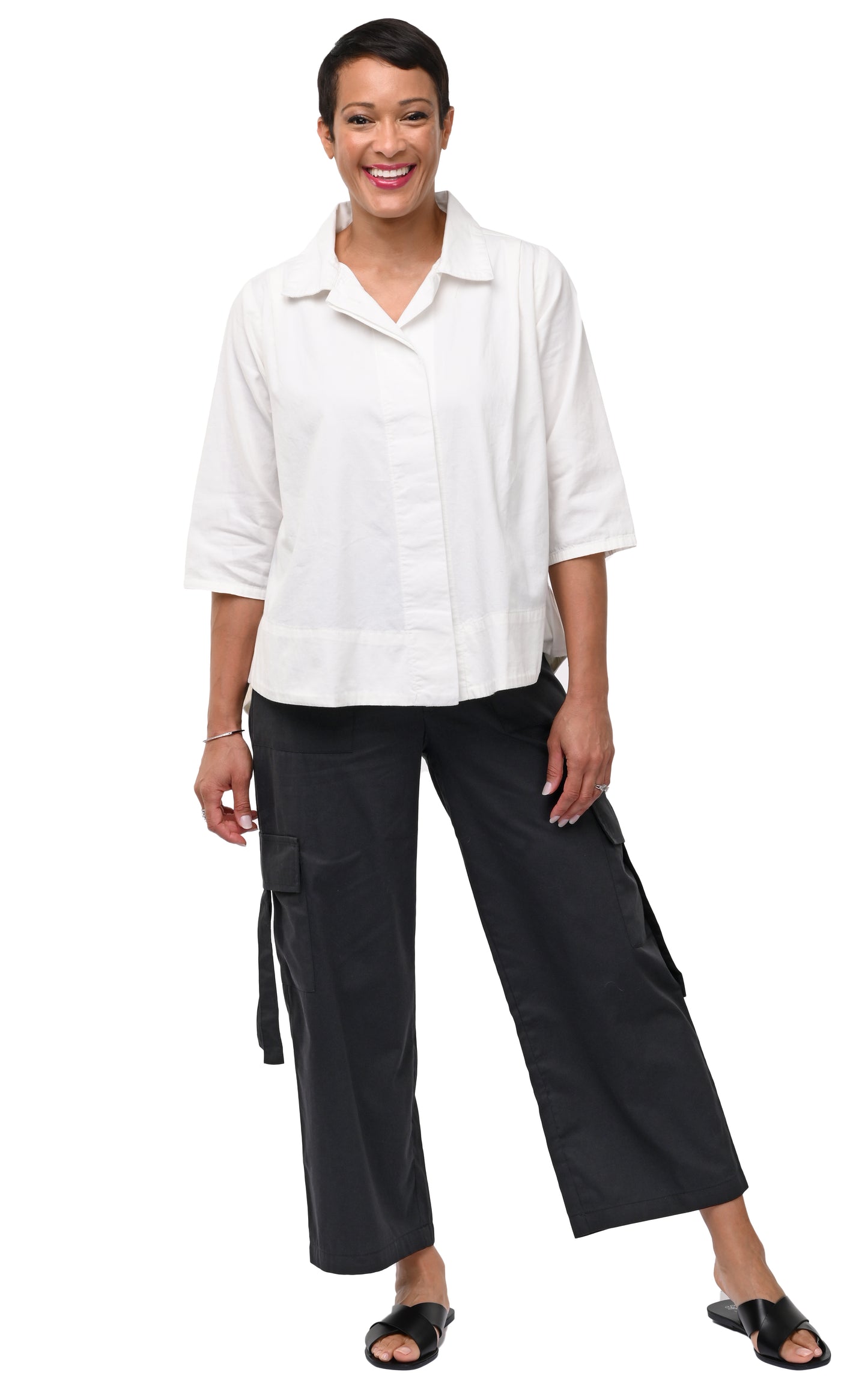 T334 Alice Button Down in Ivory Cotton Twill*