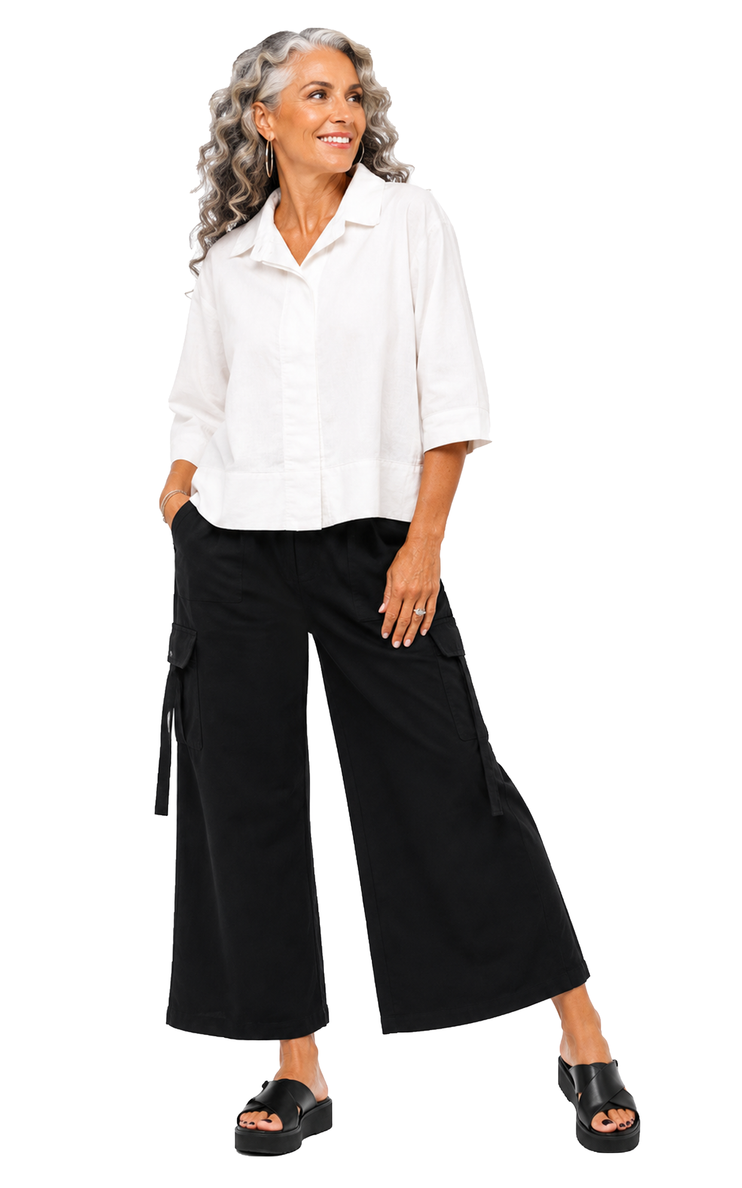 T334 Alice Button Down in Ivory Cotton Twill*