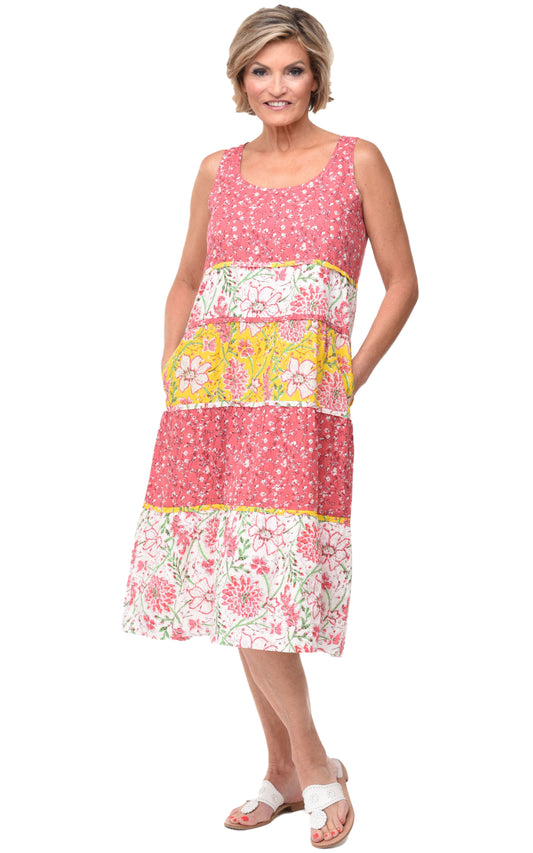 CV1025 Maya Tiered Dress in Multi Blossom*