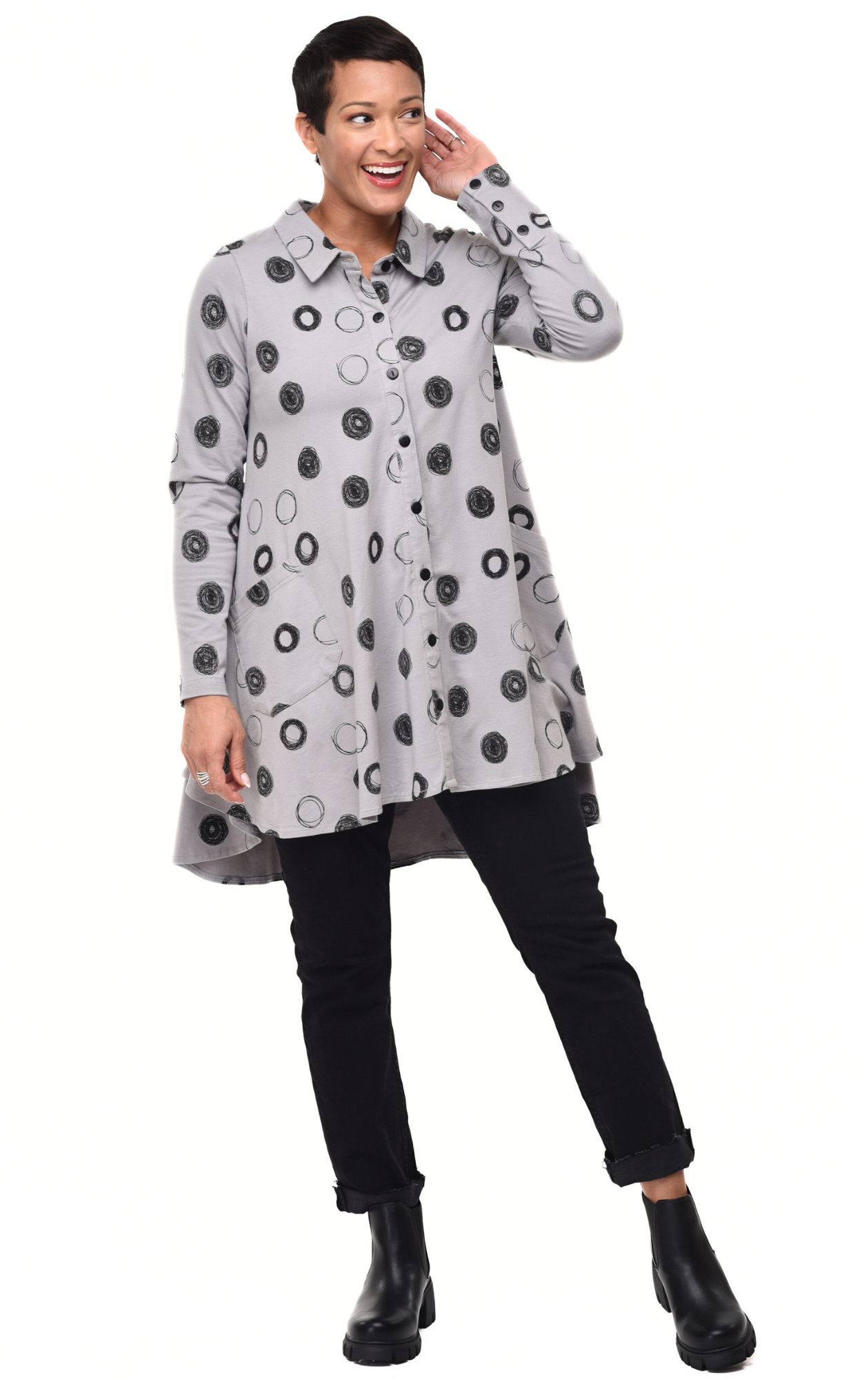 FINAL SALE SDM580 Lauryn in Gray Crazy Circles*