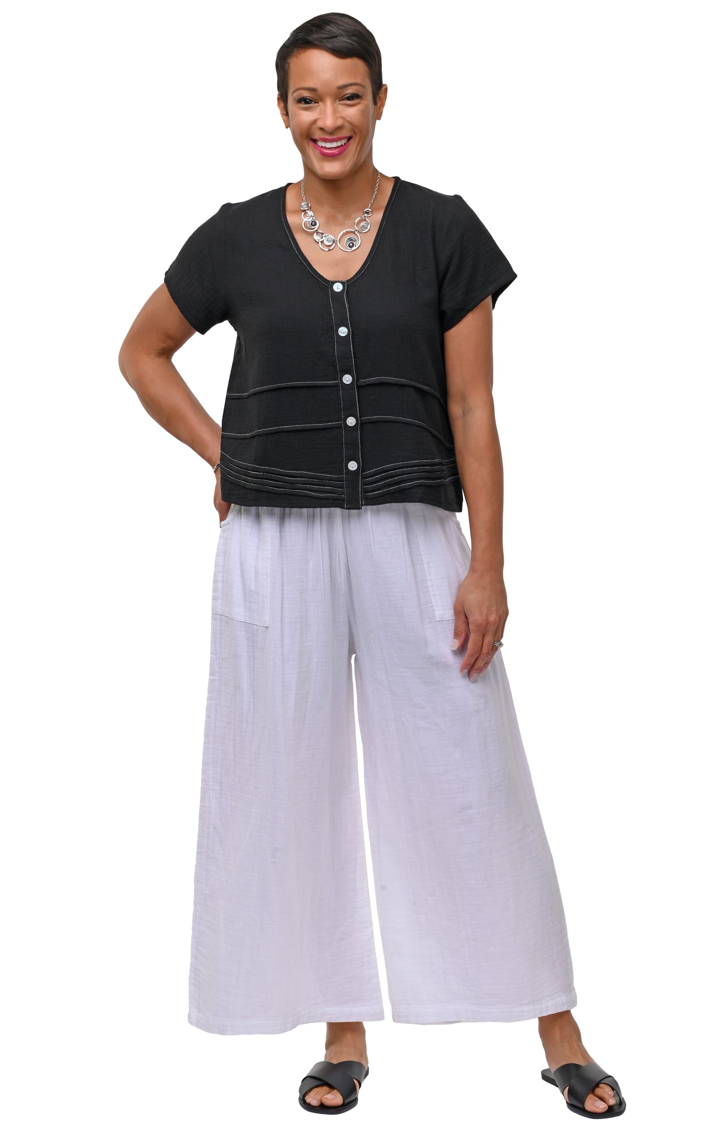 VCG643 Elle Button Down in Black*