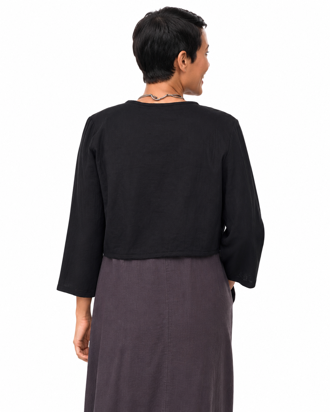 VCG600 Shrug Cardigan in Black Cotton Gauze*