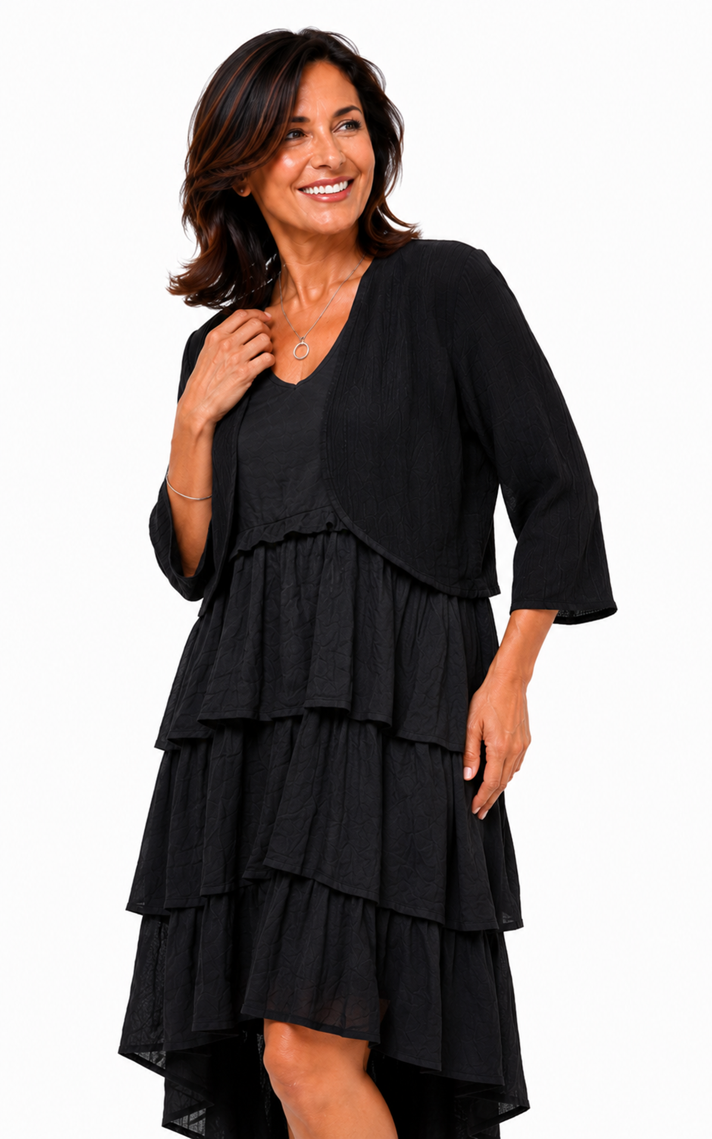VCG600 Shrug Cardigan in Black Cotton Gauze*