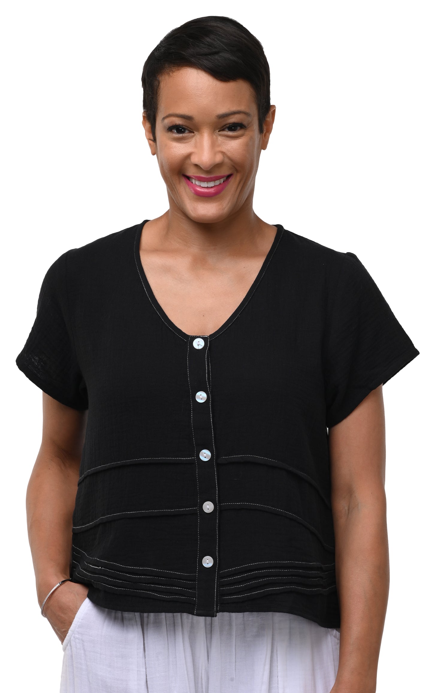 VCG643 Elle Button Down in Black*