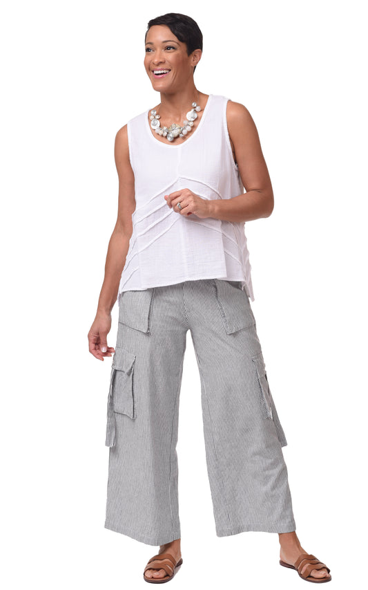 CV1086 Calista Cargo Pant in Ticking Stripe