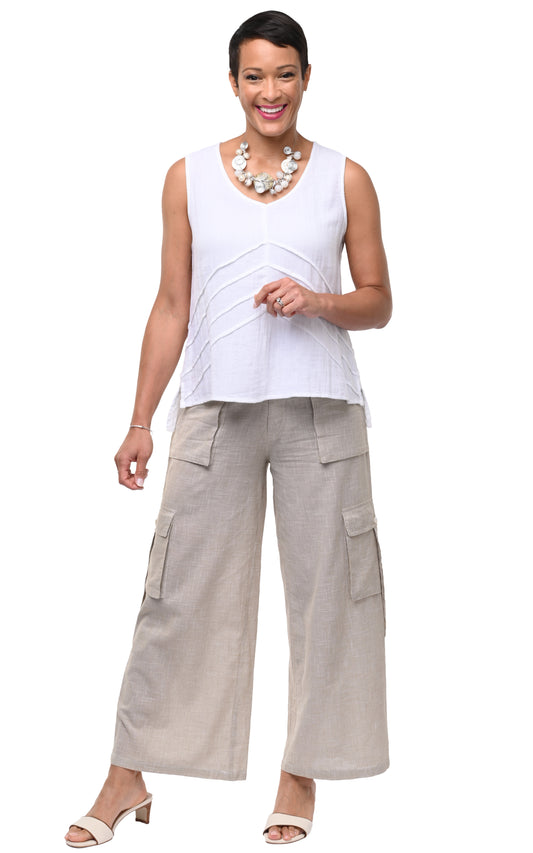 CV1086 Calista Cargo Pant in Crockery Mini Check*