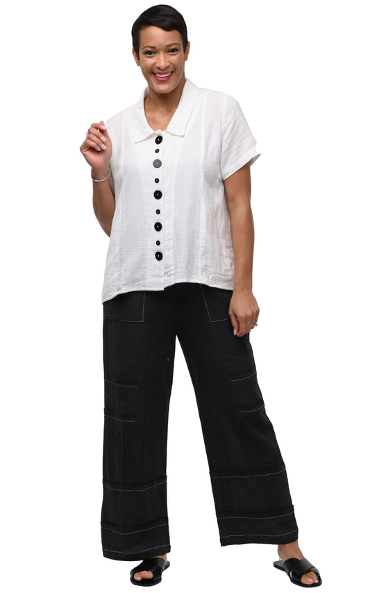 VCG651 Moira Button Down in White Black*