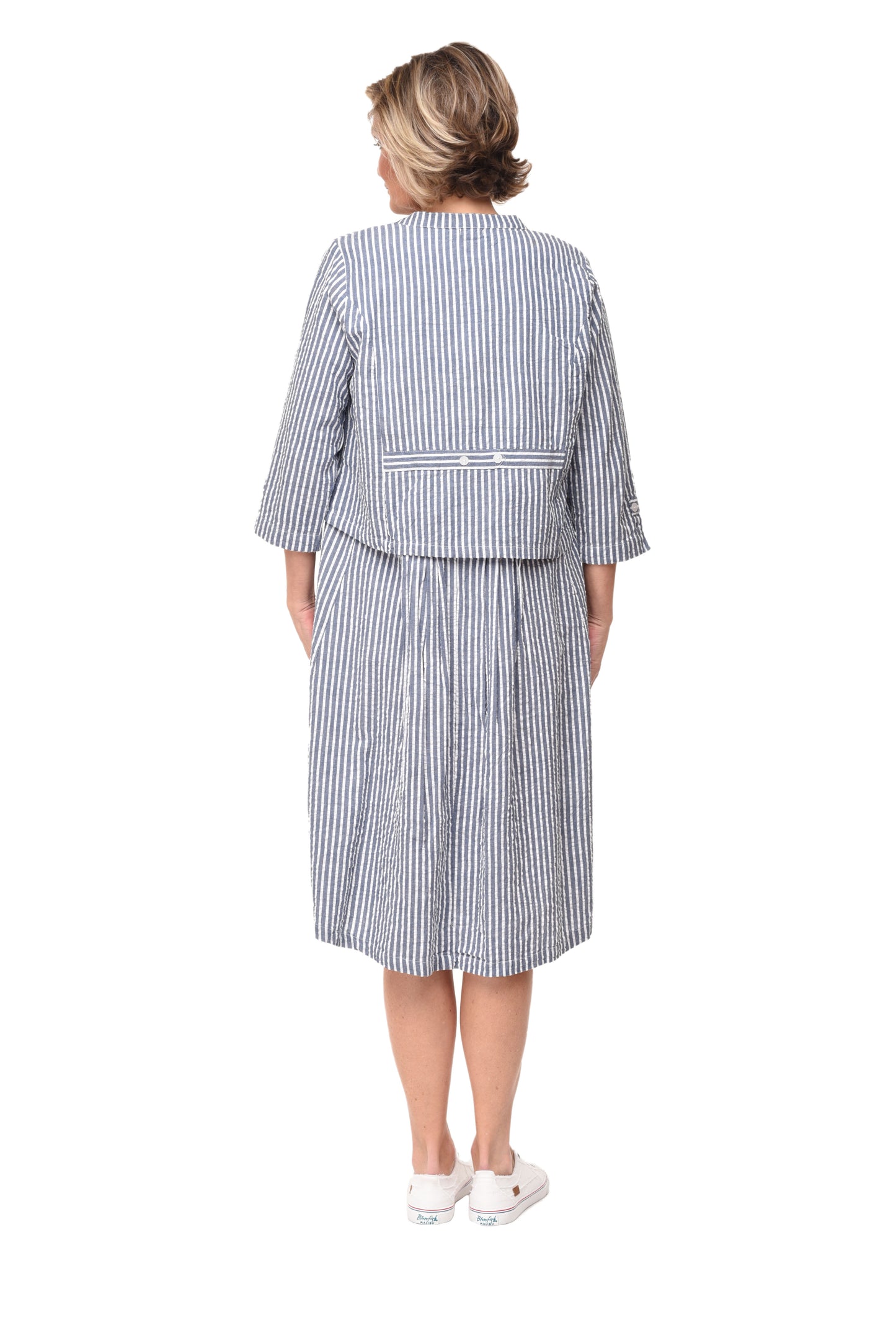 CV1069 Lennon Dress in Marina White Seersucker Stripe*