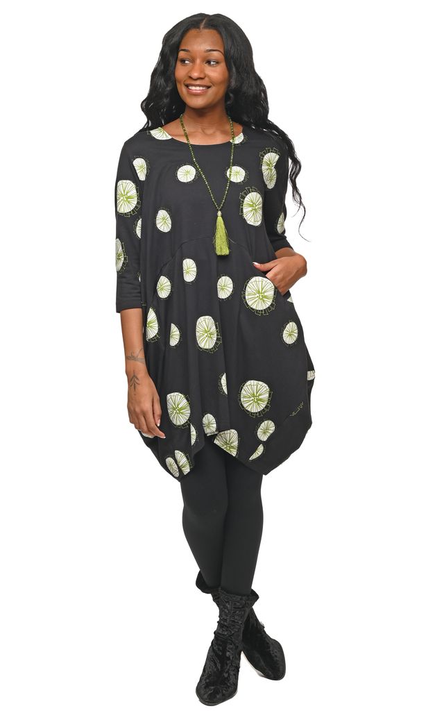 FINAL SALE SDM642 Leighton Dress in Black Pinwheels*