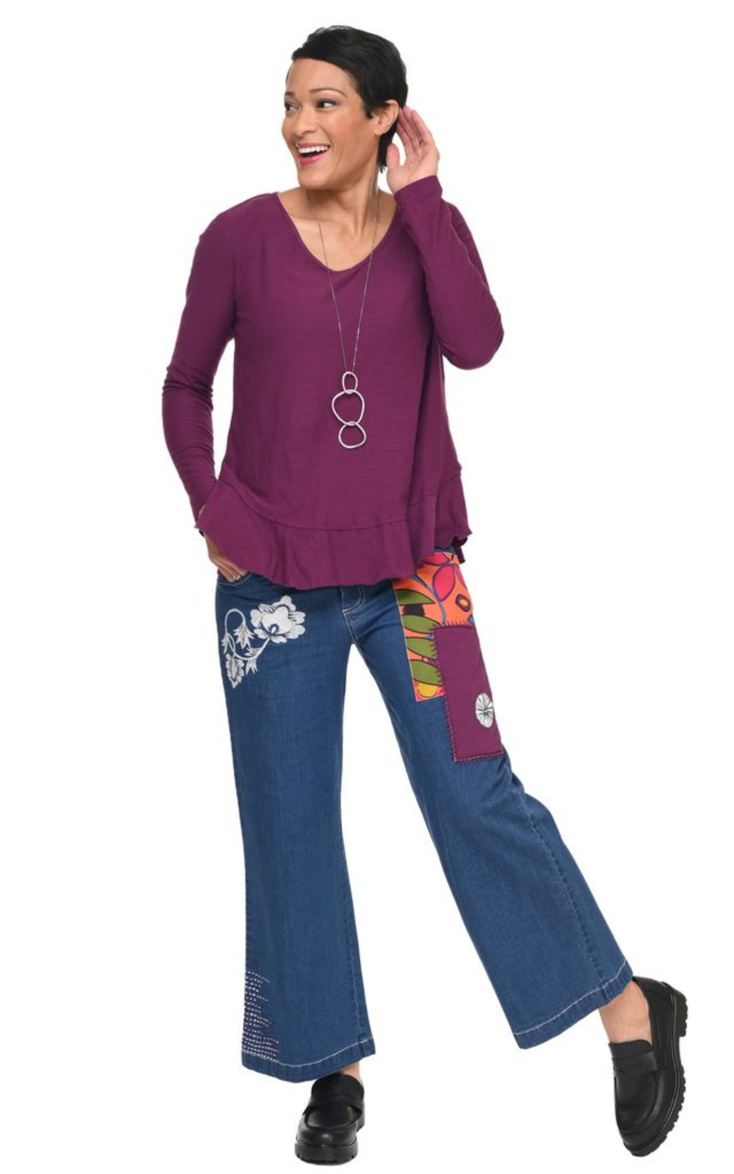 Tulip Clothing Bowen Womens Top in Mulberry