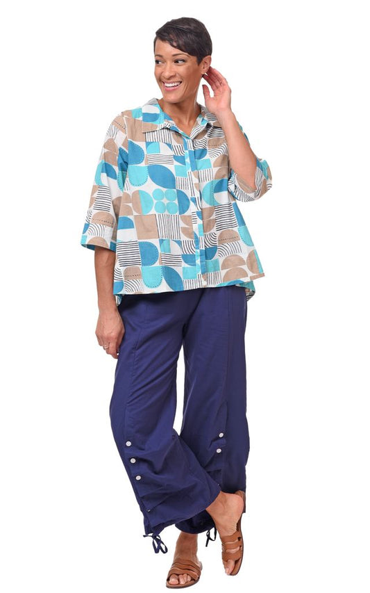 CV855  Grayson Blouse in Geo Candy