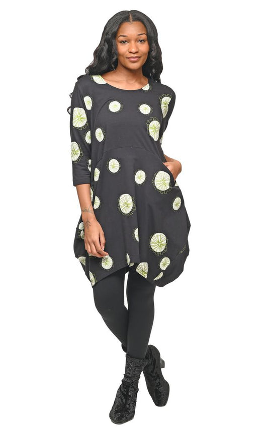 FINAL SALE SDM642 Leighton Dress in Black Pinwheels*