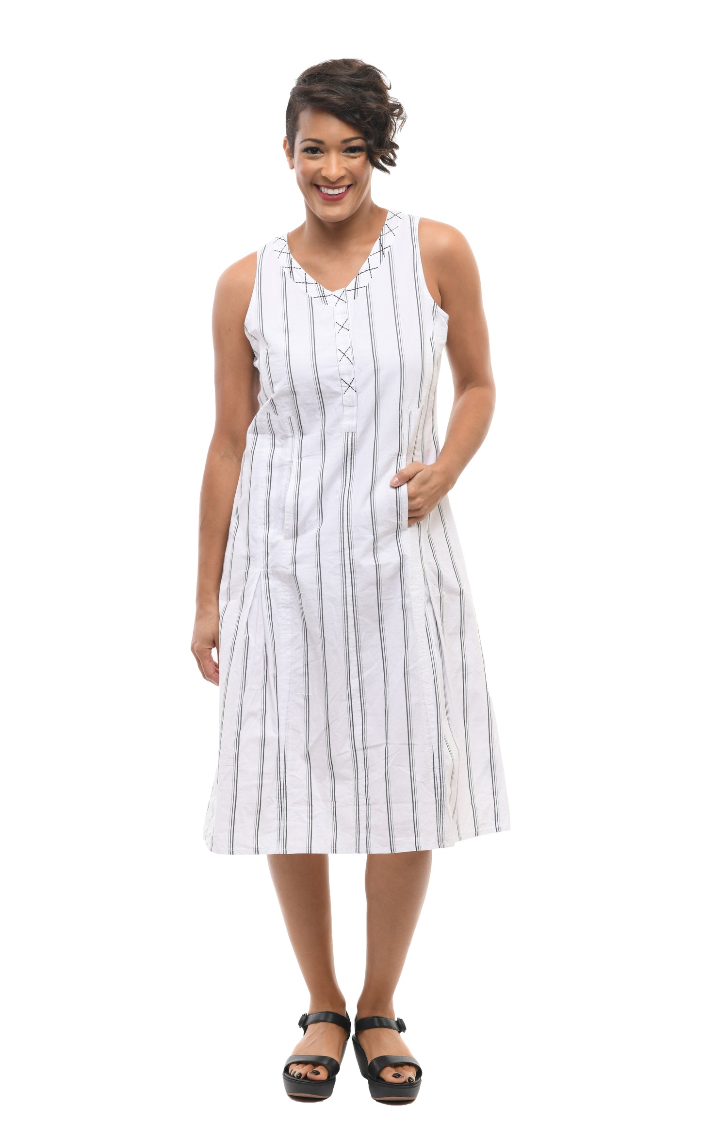 FINAL SALE Victoria Dress in Goldman Stripe*