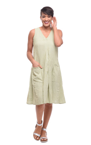 CV656 Poppie Dress in Green White Houndstooth