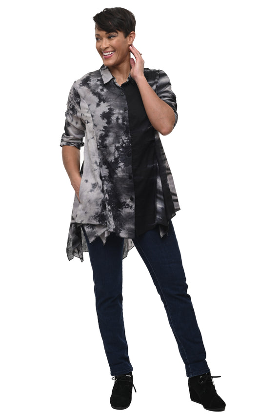 FINAL SALE CV732 Mia Button Down Top in Morocco Tie Dye*