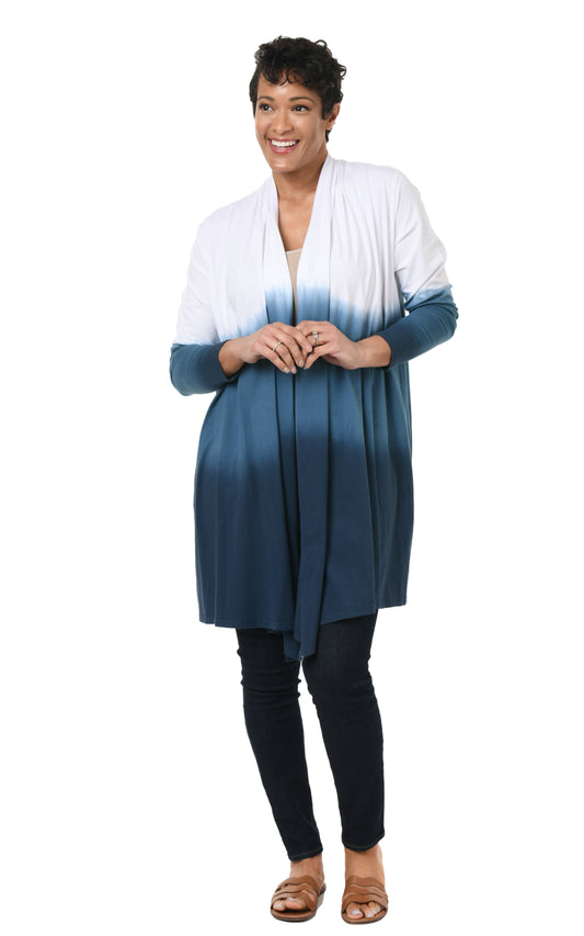 FINAL SALE SDM433 Bessie Cardigan in Real Teal Ombre