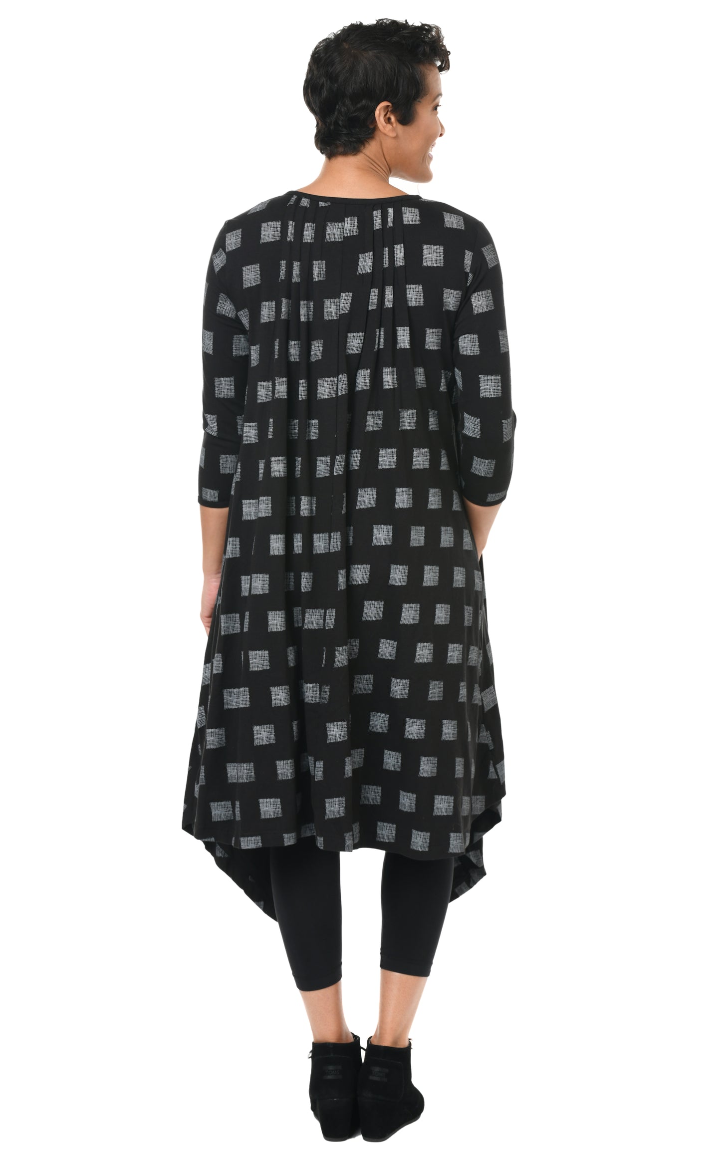 FINAL SALE SDM49 Lexi Dress in Black Gray Mini Chex*