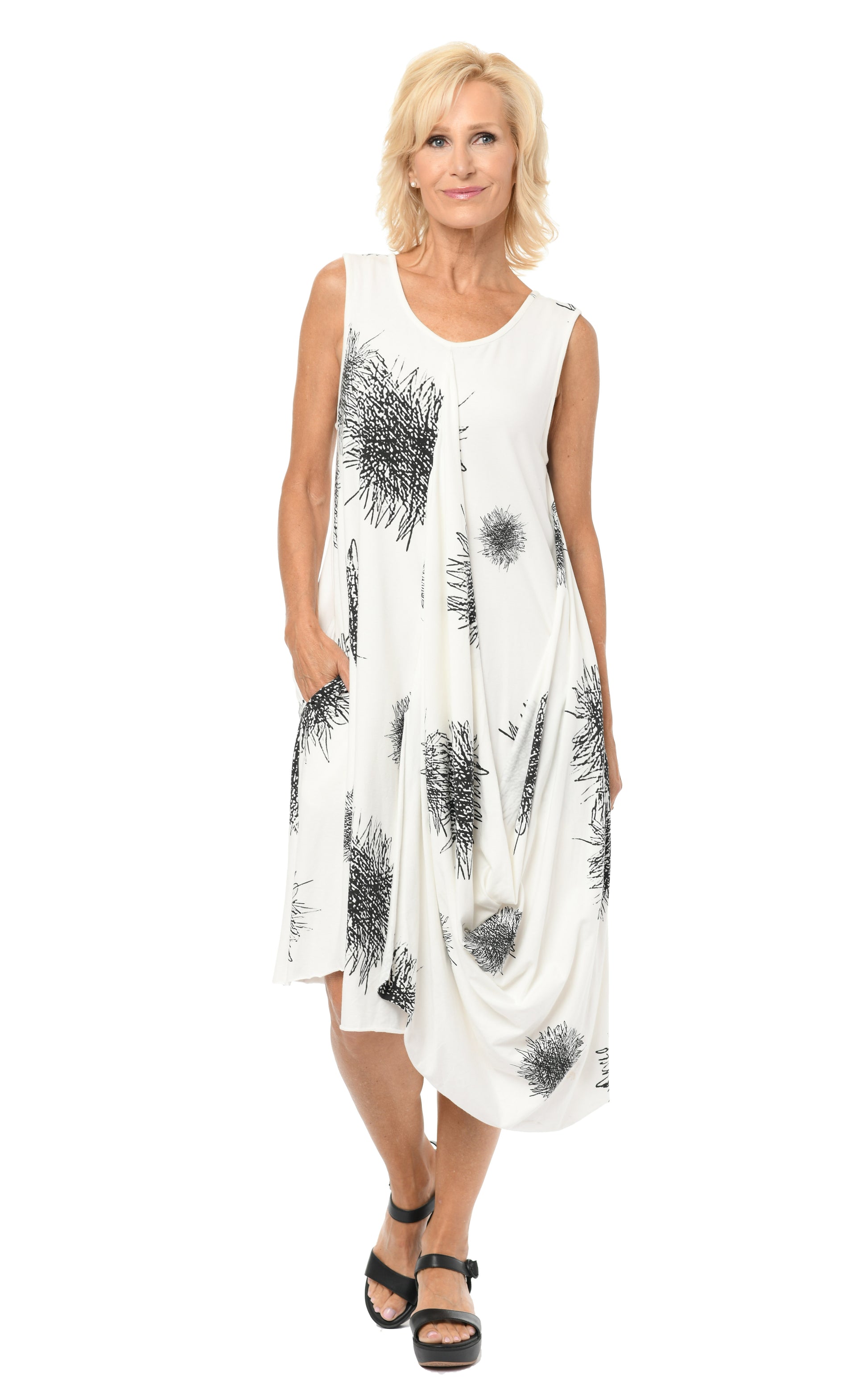 FINAL SALE SDM624 Angelina Dress in Ivory Scribble* – TulipClothing.com