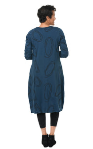 FINAL SALE SDM634 L/S Karma Dress in Legion Blue Bubbles