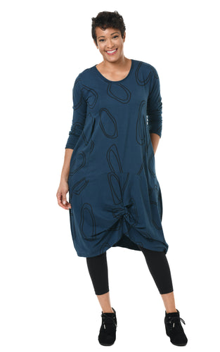 FINAL SALE SDM634 L/S Karma Dress in Legion Blue Bubbles