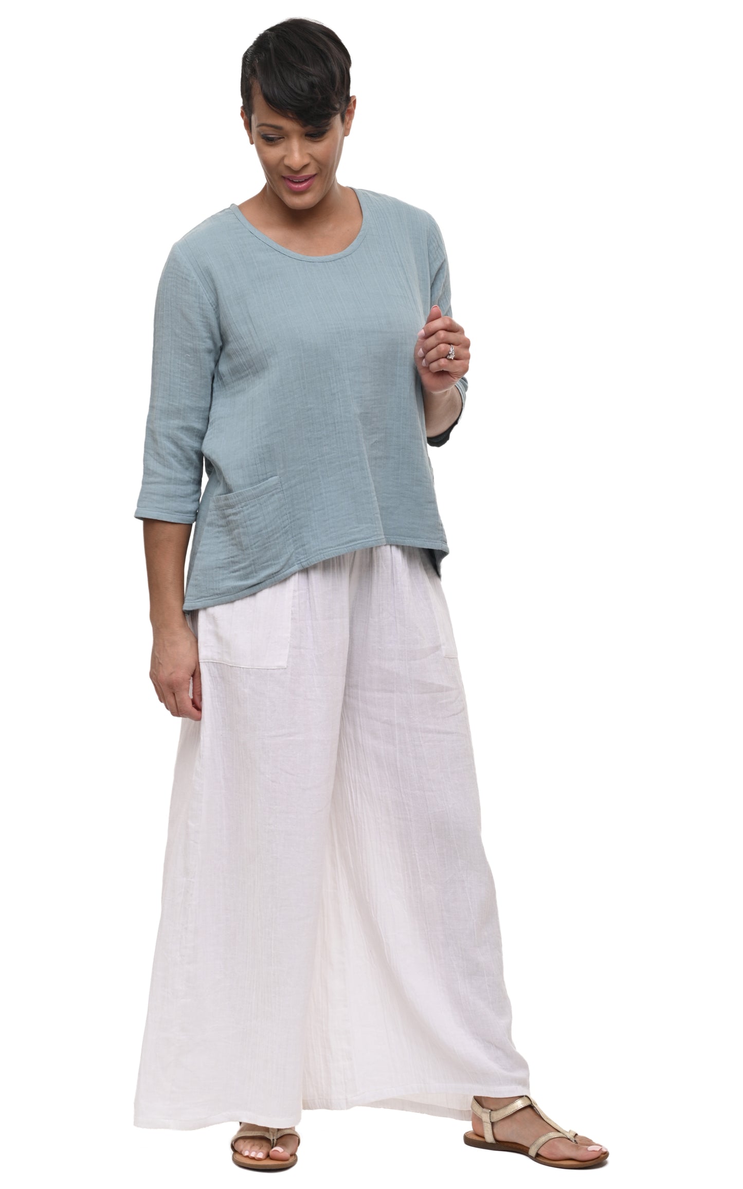 VCG115 Palazzo Pant in White